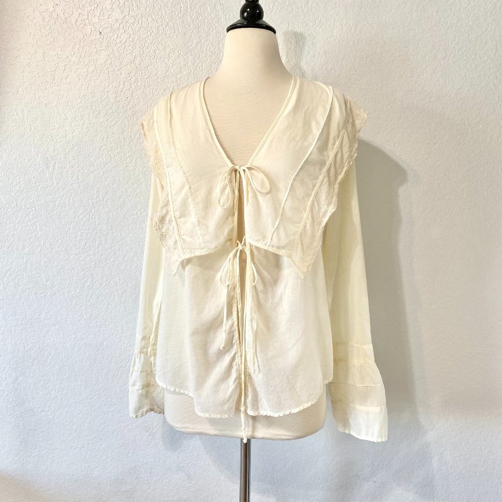 Johnny Was Cream Cotton Pilgrim Blouse Small